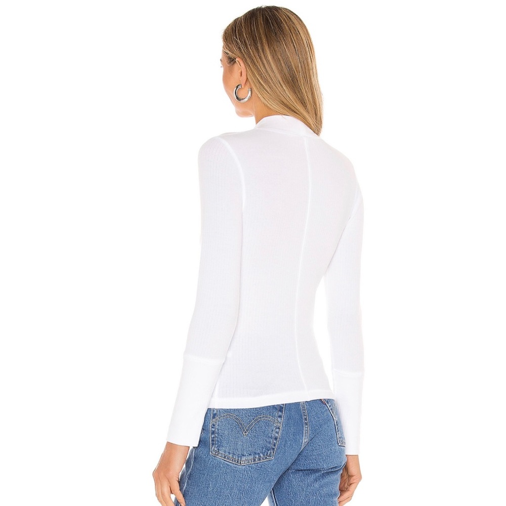 NEW FREE PEOPLE WHITE MOCK NECK RIB KNIT T-SHIRT - Picture 6 of 8